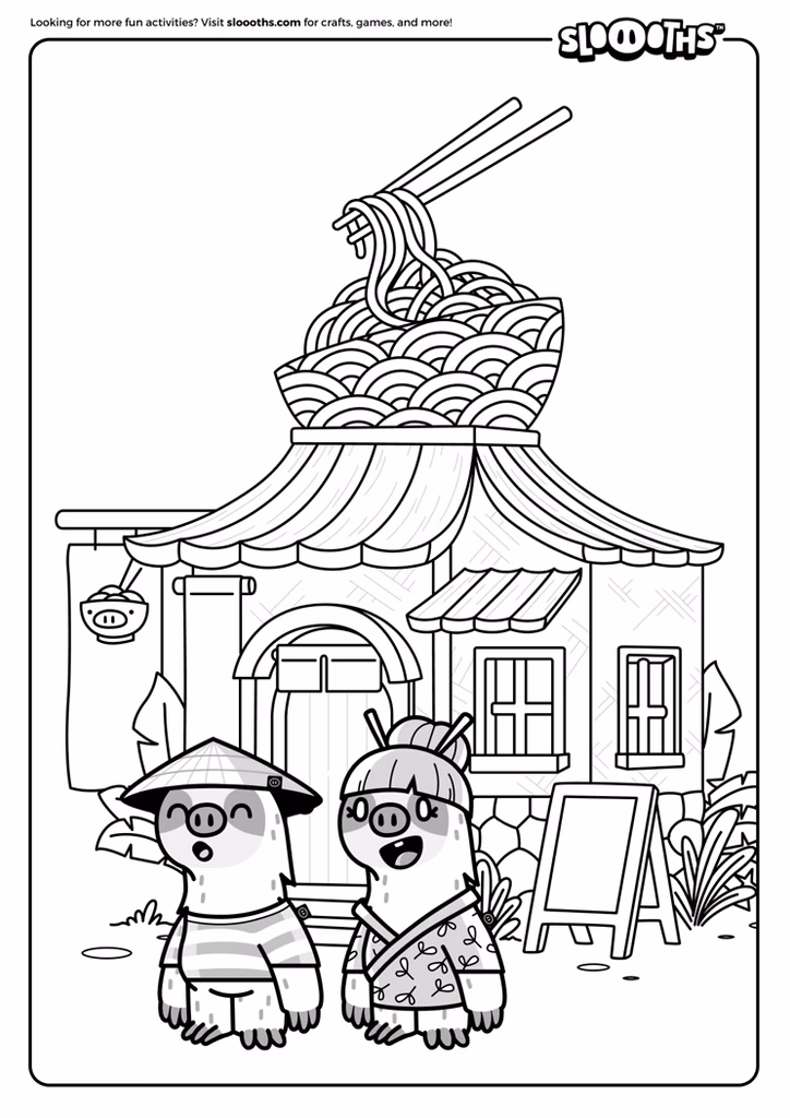 Noodles Restaurant colouring page