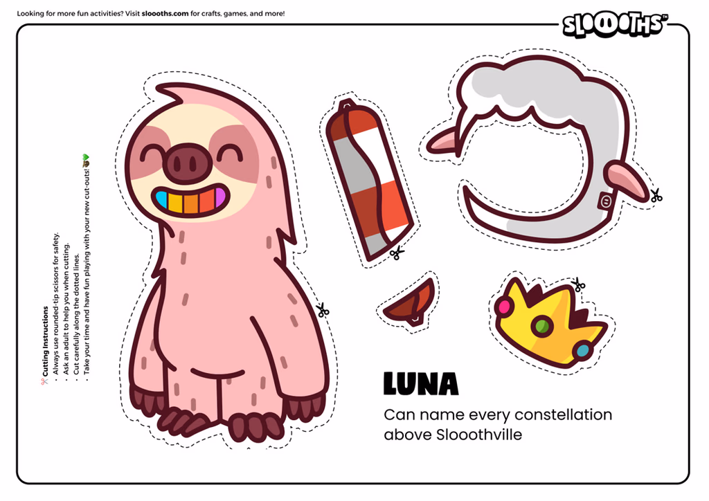 Luna cutout sheet